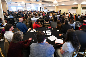 Chancellor Jeffrey Vitter shares the State of the University address with a standing-room-only crowd at the 2017 UM Town Hall. Photo by Robert Jordan/Ole Miss Communications