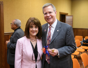 Chancellor and woman with a key